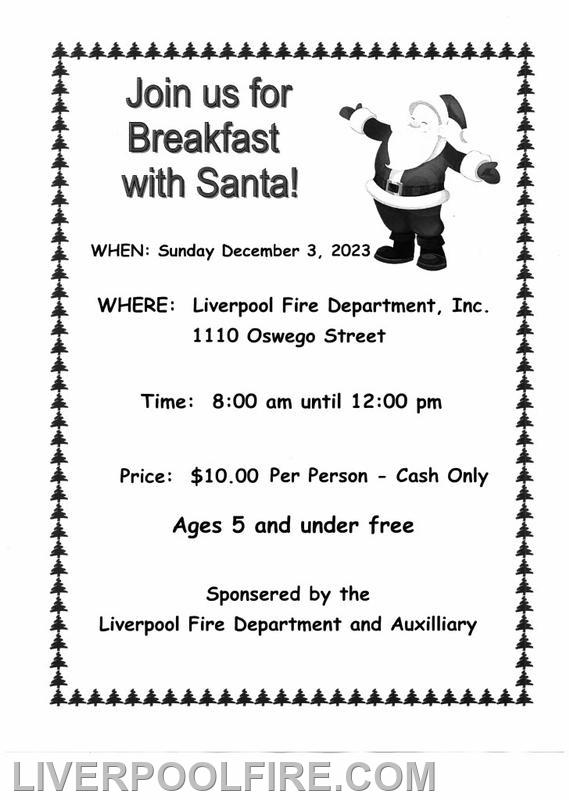 Breakfast with Santa Liverpool Fire Department